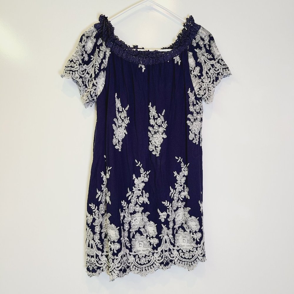 Altard State Blue Embroidered Boho Mini Dress Womens Small